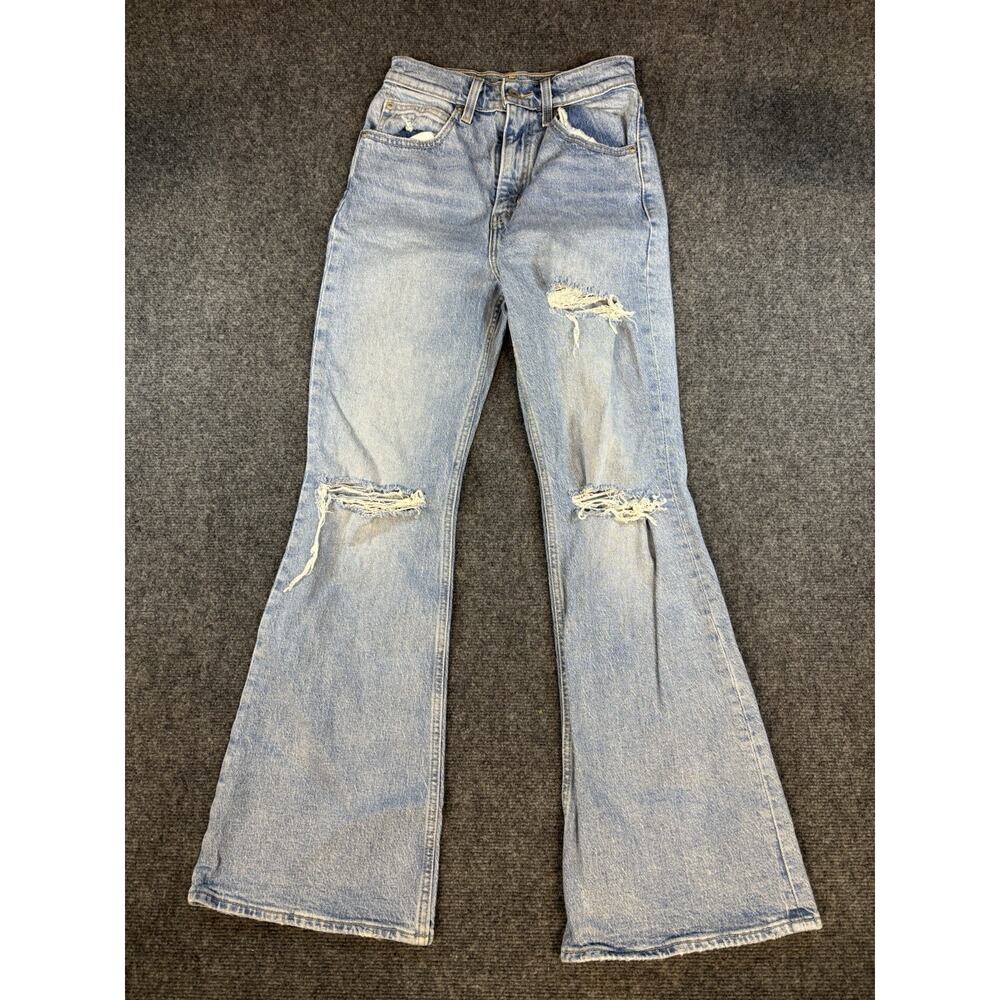 Women’s Size 24x30 Levis Premium 70s High Flare Distressed Jeans